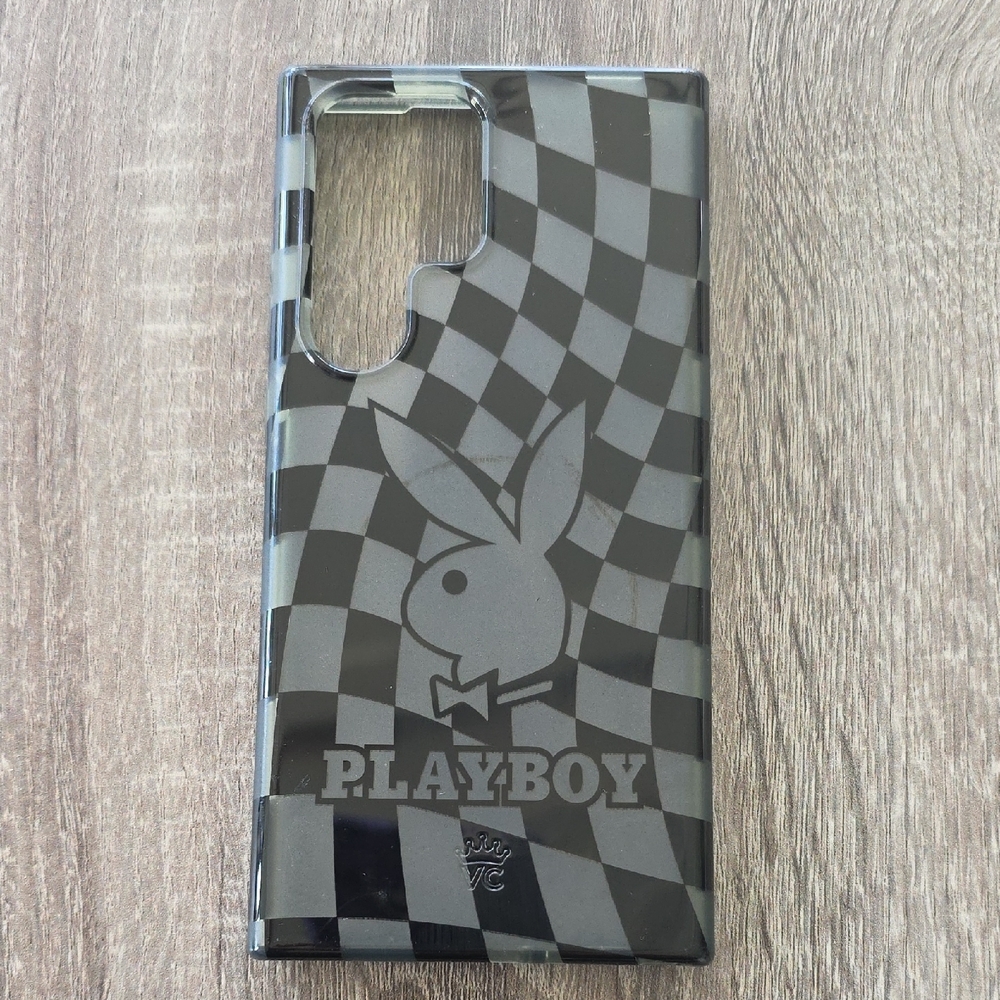 S23 Ultra PLAYBOY Velvet Caviar Checkered Black and Gray Phone Case
